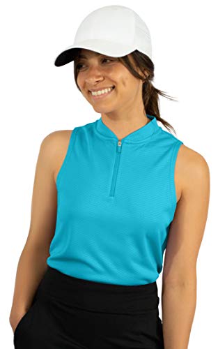 Three Sixty Six Womens Sleeveless Collarless Golf Polo Shirt with...