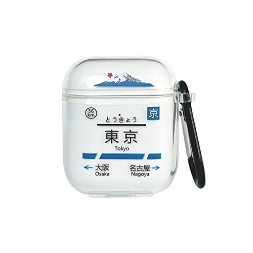 AirPods ケース AirPods第2世代と第1世代に適用 カバー エアーポッズ ケース カラビナ付き 紛失防止 TPU ソフト ケース 駅 創意 透明 クリア 傷防止 耐衝撃 可愛い キーホルダー付き 耐衝撃 全面保護 SERFER (AirPods