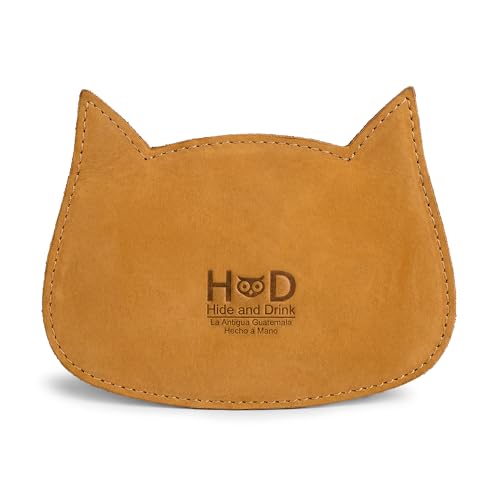 Image of Hide & Drink, Cat Shape Wallet Handmade from Full Grain Leather (Old Tobacco)