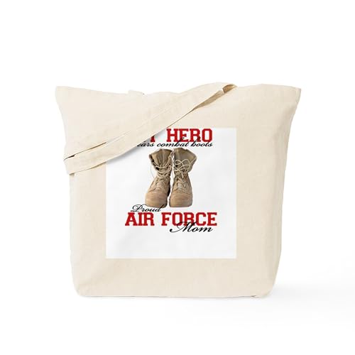 Cafepress 0242574745E9484 Combat Boots: Usaf Mom Tote Bag Reusable Natural Beige Canvas Shopping Bag cover