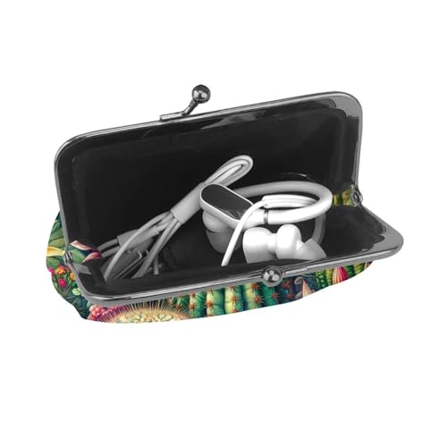 Pu Leather Buckle Coin Purse Tropical-Cactus-Flowers Girls Kiss-Lock Change Purse Wallets4