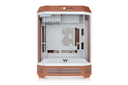 Gabinete Thermaltake Tower 600 Mocha Mousse Mid Tower para PC con diseño vertical y soporte para E-ATX y ATX, vidrio templado, soporte para radiador de 420 mm miniatura 2