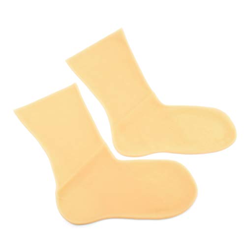 Rubberfashion Latex Socken kurz - Rubber Latexsocken Knöchel lang - Latex Strümpfe für Damen und Herren Hautfarbe 0.4mm L/Schuhgröße: 42-44