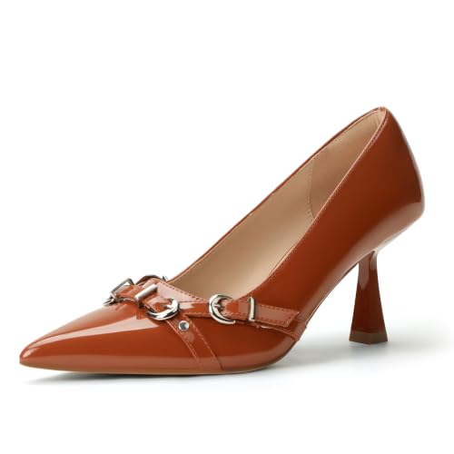 Image of IDIFU Kitten Heels Pumps Closed Pointed Toe Dress Shoes for Women