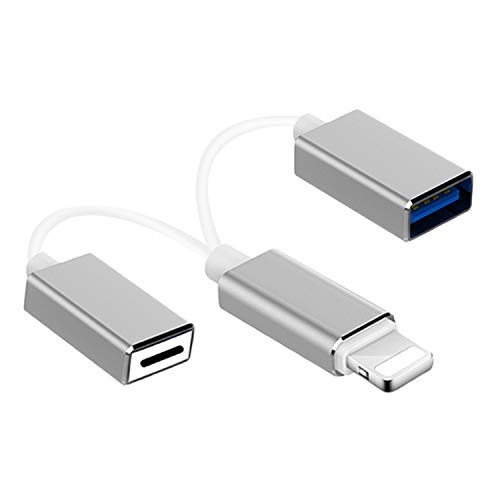 iOS OTG USB Adapter, MeloAudio 2 in 1 USB Male to Female Extension USB OTG Cable with Charging Port Compatible iOS 9.2-14, USB Flash Drive Mouse MIDI Keyboard Piano Audio Interface, Plug and Play