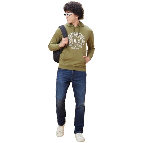 Image of Being Human Olive Regular Fit Men's Hoodie Clothing