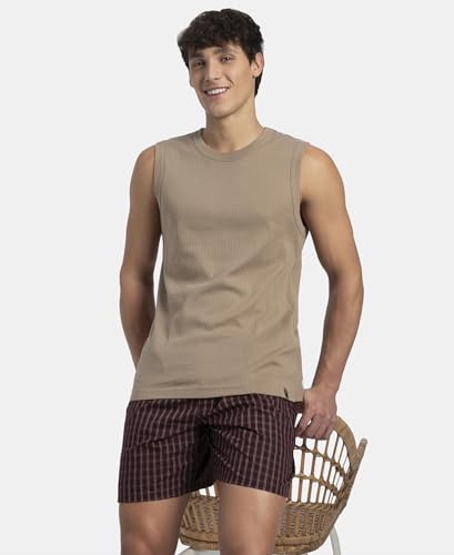 Image of Jockey 9930 Men Super Combed Cotton Rib Solid Round Neck Muscle Vest Regular Fit