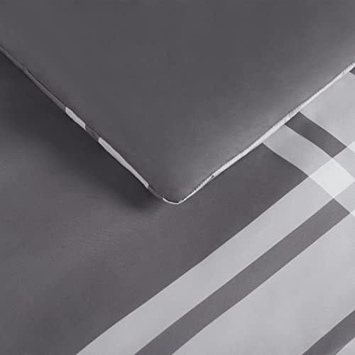 Serta Simply Clean Jax Soft 7 Piece Plaid Bed In A Bag Complete Bedding Comforter Set With Sheets And Pillow Case For All Season, King, Charcoal #TOP4