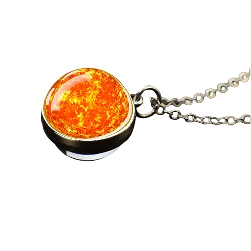 Collier lune soleil terre en verre double face pour affirmer votre style au bureau comme en soirée