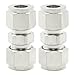 EATAKWARD 2 Pcs Stainless Steel Compression Tube Fittings, 3/8 Inch OD x 3/8 Inch OD Straight Union Connector with Double Ferrules for Connecting Tubes