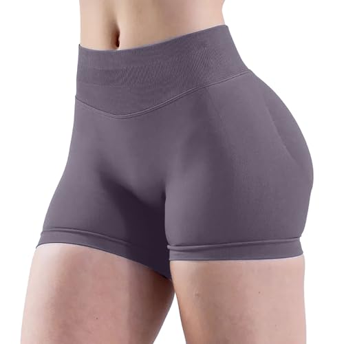 Generisch Pantalones cortos de yoga para mujer, cintura alta, pantalones cortos de fitness para mujer, control de abdomen, sin costuras, pantalones cortos de secado rápido, pantalones de ciclismo
