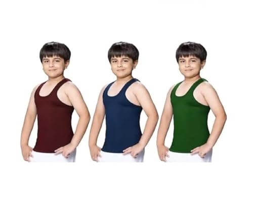 Image of Kid's Colour Vest RN, 100% Cotton Fabric, Kids Multicolored Vest for Boys and Girls, Ganji Banyan for Kid, Childern Sleeveless Baniyan