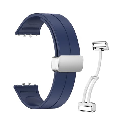 Kexpery Correa de silicona ajustable magnética para reloj, hebilla plegable magnética, resistente al sudor, repuesto para reloj deportivo, transpirable, cómoda para pulsera Fit 3 (azul osc