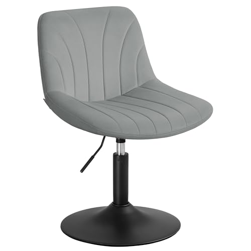 VASAGLE Dressing Table Chair, Height Adjustable Bar Stool with Back, 360° Swivel Beauty Stool for Bedroom, Dining Room, Home Office, Velvet, Dove Grey LJB160GD02