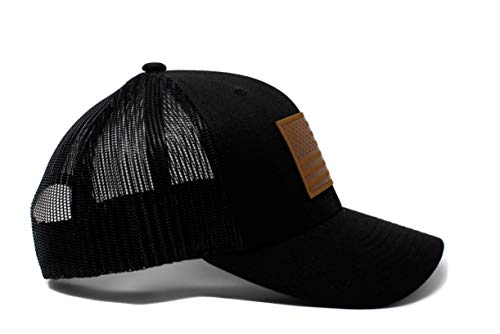 Image of 13 STRIPES American Flag Hat - Leather Patch Mesh Back Snapback Hat for Men & Women USA Flag Trucker Hat, Casual Unisex Hat