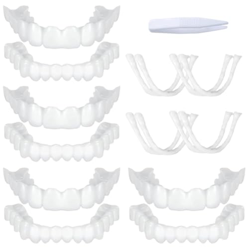 EIHI 4 Paia Dentiera finta naturale Protesi dentale Denti finti da applicare da soliFaccette Dentali Universali Superiore e Inferiore Provvisoria Denti Finti di Denti Cattivi Denti Imperfetti