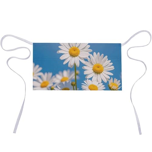 DJUETRUI Spring Daisy Flowers Adjustable for Women Men with Pockets Extra Long Lab Apron Butcher Apron Oxford Cloth Cotton Apron for Kitchen Cooking Baking