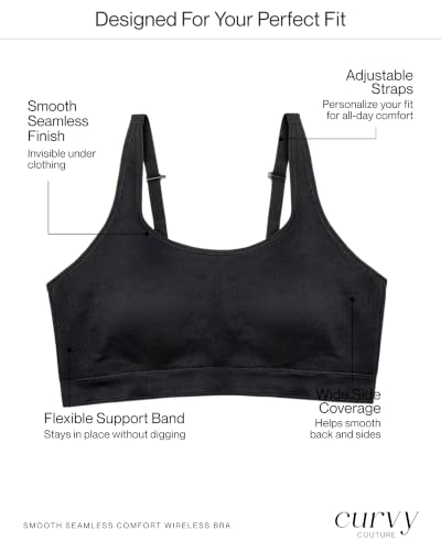 Image of Curvy Couture Women's Plus Size Wireless Bra - Seamless, Soft & Comfortable Fit