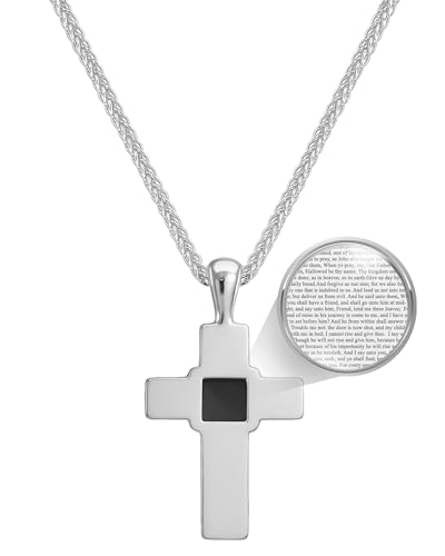 Cross Necklace with Smallest Nano Bible on Jewelry - Christian Pendant for Men or Women with Entire KJV New Testament Holy Scriptures on 0.2