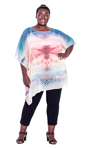 Women's Plus Size Poncho - Watercolor