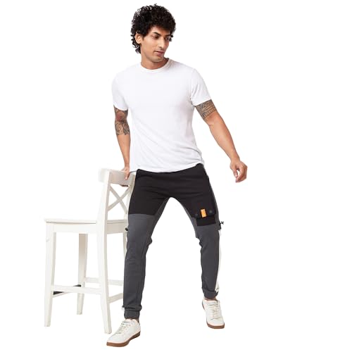 Image of Spykar Men Mid Rise Regular Fit Knit Track Pants