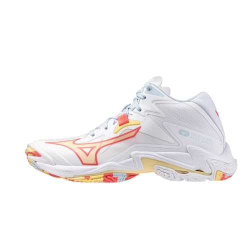 Mizuno Lighting Z8 Mid 2025, zapatillas blancas y azules para tus partidos de voleibol
