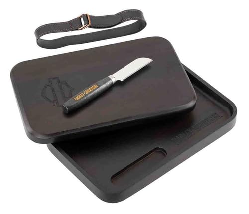 Harley-Davidson Open Bar & Shield Wood Cutting Board & Knife Set - Black