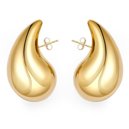 YUGDRUZY 18K Ohrringe Gold Dupes, Chunky Hoop Earrings für Damen Creolen...