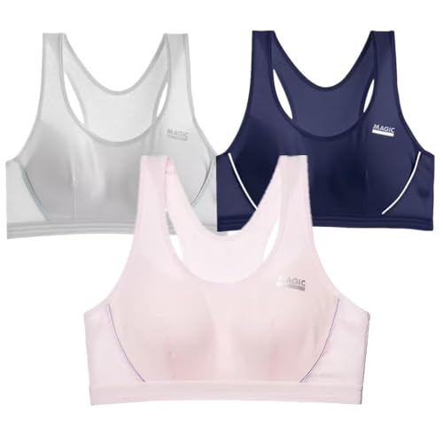Girl Seamless Training Bras for Girls 10-12, Racerback Teen Bra Soft Light Sports Bra 10-18 with Fixed Padding