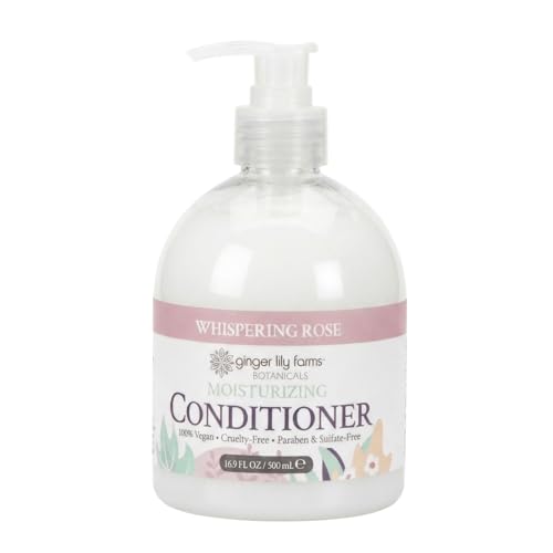 Image of Ginger Lily Farms Botanicals Moisturizing Conditioner for Dry Hair, 100% Vegan & Cruelty-Free, Whispering Rose Scent, 16.9 Fl Oz