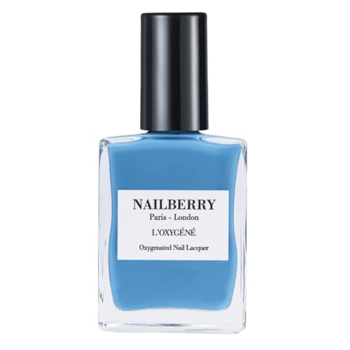 Nailberry L'Oxygéné Oxygenated Nail Lacquer | Mistral Breeze | Creamy Pastel Blue Opaque Polish | UV Protected Long-Wear Nail Polish | 12-Free | Vegan | Certified Halal | Cruelty & Gluten Free | 15 ml