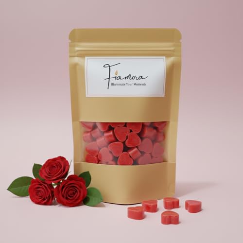 Image of Wax Melts | Organic Soy Wax | Essential Oil Infused | Rose Fragrance | Heart Shape Aroma Melts | Floral Room Freshener | Safe Smoke-Free Home Scent | 80 GMS