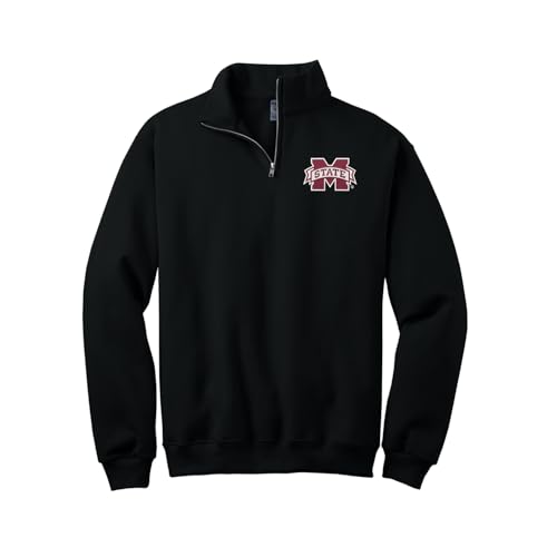 Sorority Letters Shop Mississippi State University Quarter Zip Sweatshirt with MSU M Logo Embroidered