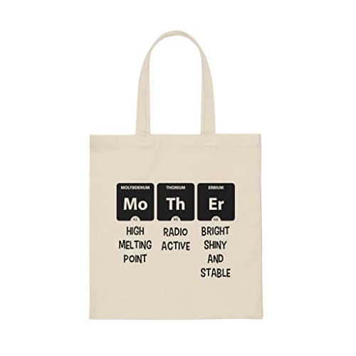 Bolsa de lona con tabla periódica para madre con texto en inglés 'Baby Bump Future Mom', Natural, Medium