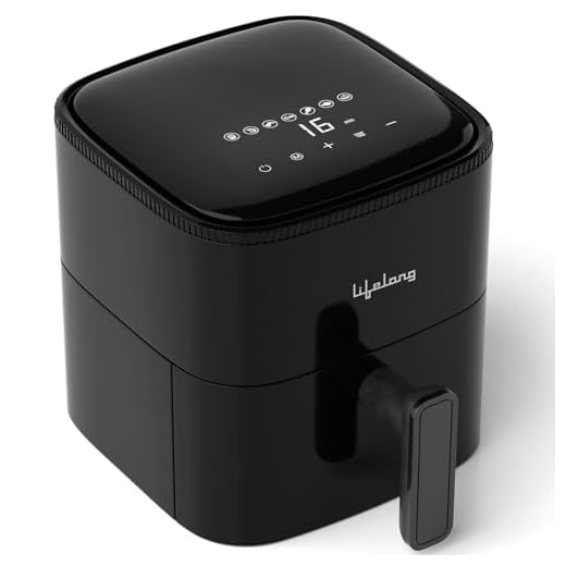Lifelong 4.2 Litre Digital Air Fryer | Touch Control, 7 Preset Menu, Detachable Handle, Non-Stick Basket, Rapid Air Technology | Oil-Free Cooking for Grilling, Roasting & Baking | Energy Efficient