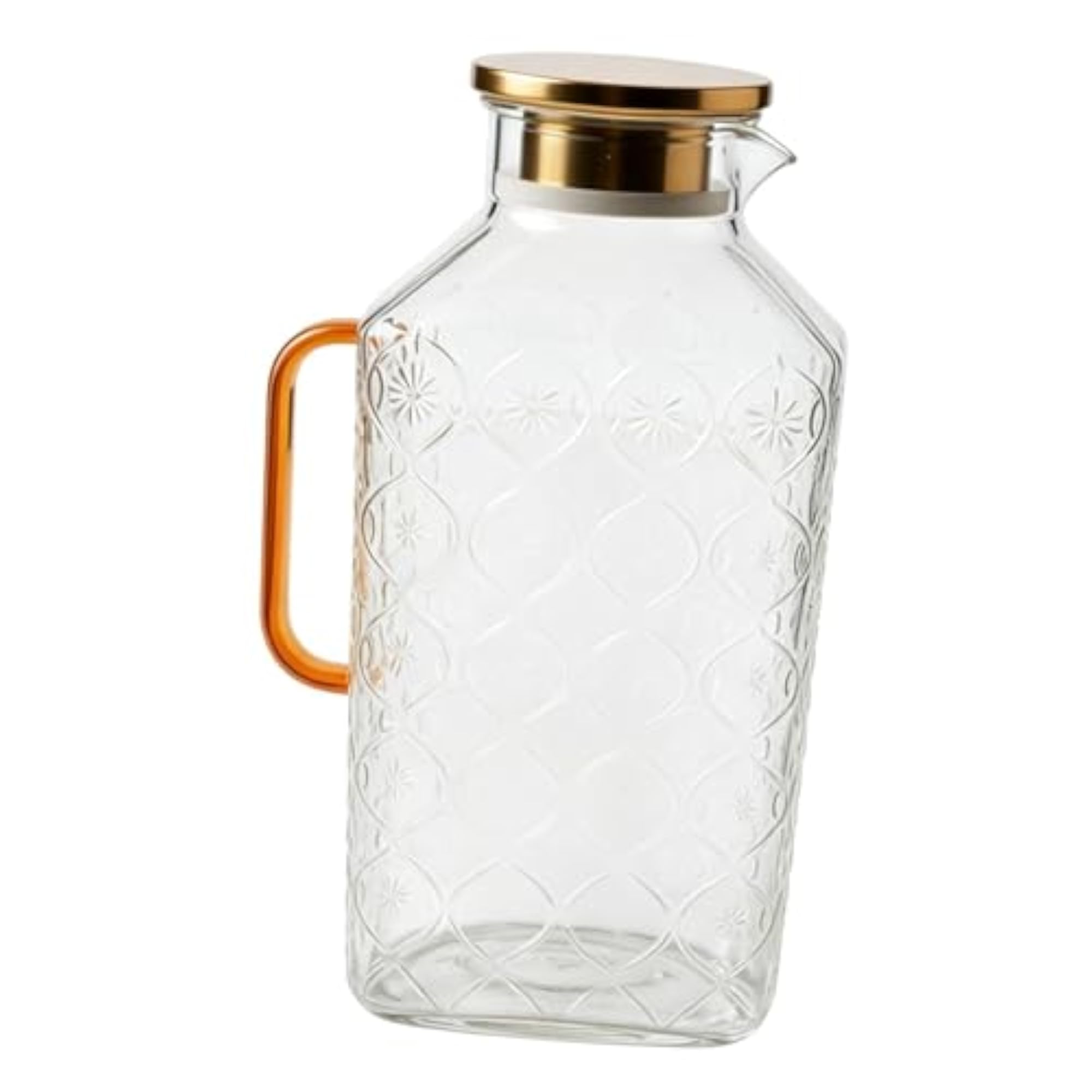 Glass Pitcher Cold Drink Accessories with Gold Handle
