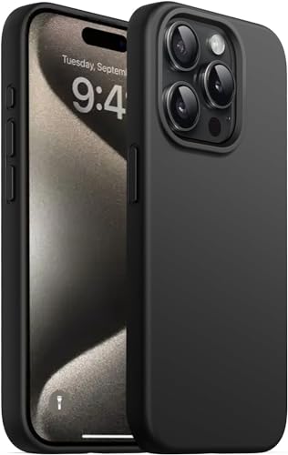 Image of DIZORO Compatible for iPhone 15 Pro Max Case 6.7, Slim Liquid Silicone Case 3 Layers Full Covered Soft Gel Rubber Phone Case Protective Cover 6.7 Inch - Black