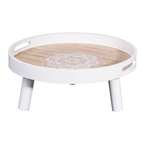 Lola Home Plateau Table en Bois Blanche Orientale pour Cuisine Vitta
