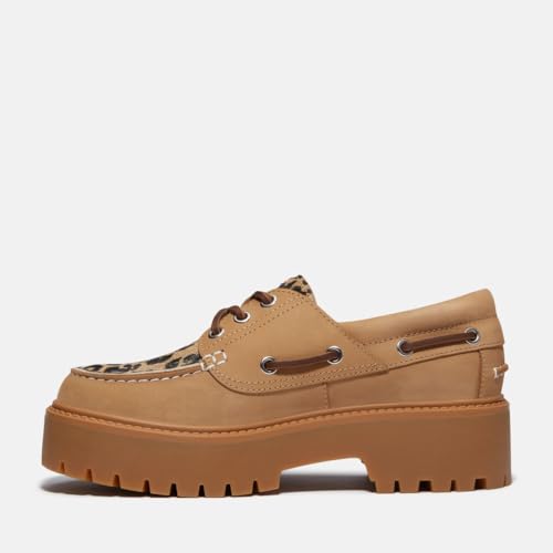Timberland Timberland Women's Stone Street Platform Boat Shoe, Beige, 8 Medium