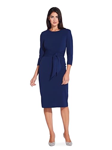 Adrianna Papell Women's Knit Crepe Tie Waist Sheath