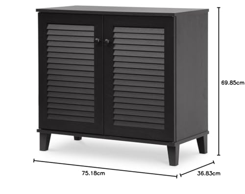 Image of APRODZ Mango Wood Zacka Shoe Cabinet for Home | Shoe Rack Organiser | Brown Finish