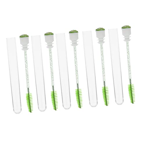 LIFKOME Eyelash Brush Tube Glitter 10pcs Lash Brow Comb Diamond Deep Green Non-scratch Material for Comfortable Use