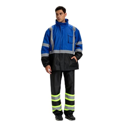 Image of SRsafety High Visibility Rain Gear, Class 3 High Visibility Work Rain Gear for Men, Construction Rain Suits