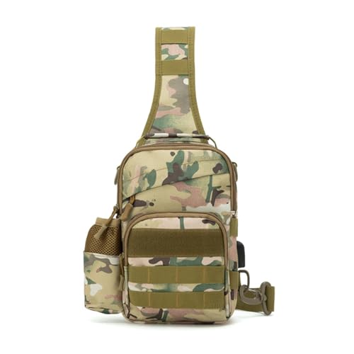 Sac poitrine tactique homme avec poche bouteille pour sport et camping