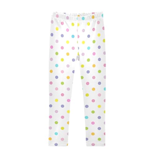Polka Dot Colorful Wave Point Girls Casual Leggings for Kids Printed Long Pant Bottoms Stretch and Soft
