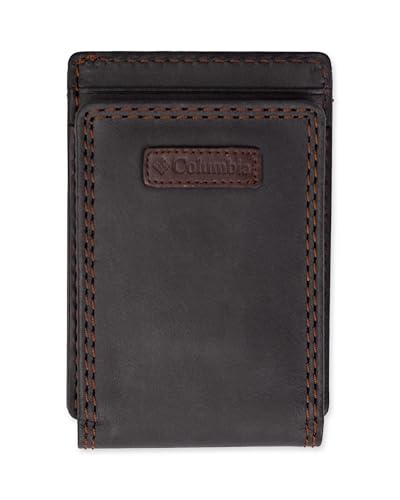 Columbia Men's Leather Front Pocket Wallet Card Holder for Travel