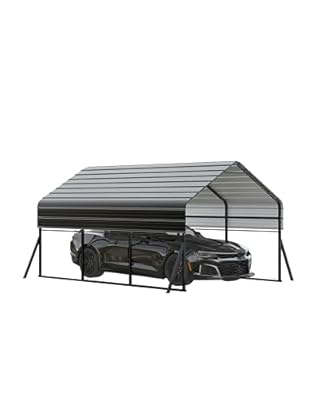 10x15 FT Heavy Duty Metal Carport Kit with Reinforced Frame & Anchor Bolts, for RV, Truck, Boat, Tractor Shelter, 100MPH Wind/35PSF Snow Rating, Easy Assembly