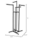 Clothing Rack – Black 4 Way Rack, Adjustable Height Arms, Blade Arms, Square Tubing, Perfect for Clothing Store Display With 4 Straight Arms