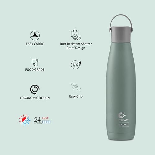 Image of Clay Craft VACBOTT Fresco Double Walled|18 Hours Hot and 24 Hours Cold Water Bottle Vacuum Insulated Flask Bottle 800 ml|1 Pcs Steel Bottle|Travelling|BPA-Free|BIS Certified|1Year Limited Warranty