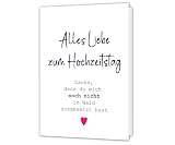 PICTALOO Karte Hochzeitstag Lustig – Danke, dass du mich noch nicht im Wald ausgesetzt hast – Liebeskarte mit Umschlag – Witzige Grußkarte Jahrestag & Geschenk für Männer & Frauen